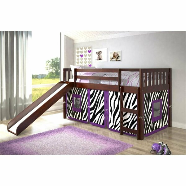 Fixturesfirst PD-715TCP-Z Twin Size Mission Zebra Tent Loft with Slide in Dark Cappuccino FI678428